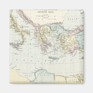 Imán Mapa de los viajes del misionario de Paul del