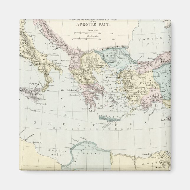 Imán Mapa de los viajes misioneros del apóstol Paul (Frente)