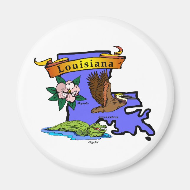 Imán Mapa de Louisiana (Frente)