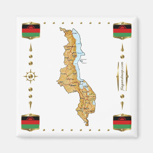 Imán Mapa de Malaui + Magnate de banderas