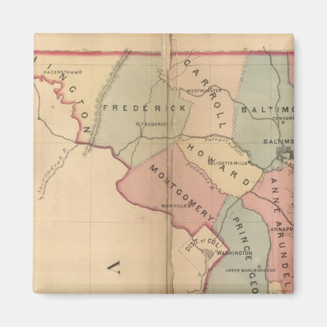 Imán Mapa de Maryland de Martenet, edición Atlas (Frente)