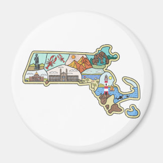 Imán Mapa de Massachusetts Boston Cape Cod Salem Souven