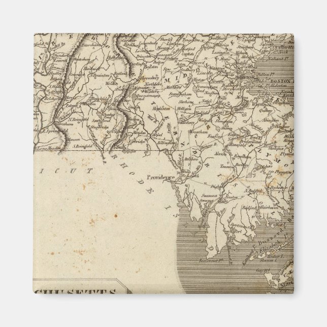 Imán Mapa de Massachusetts por Arrowsmith (Frente)