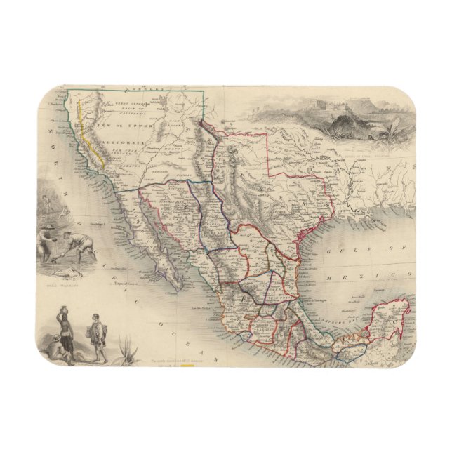 Imán Mapa de México, California y Texas (Horizontal)