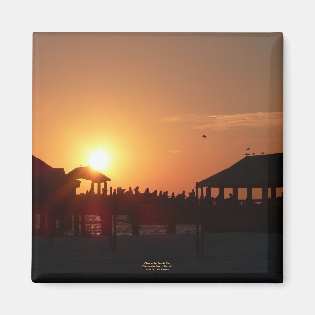 Imán Mapa de muelle de playa de Clearwater (Frente)