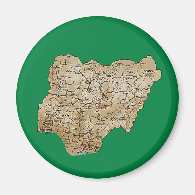 Imán Mapa de Nigeria (Frente)