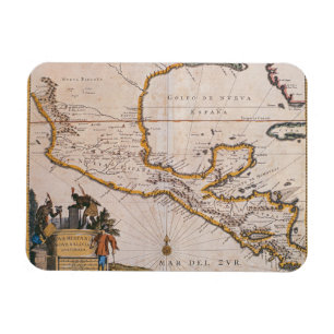 Imán Mapa de nueva España New Galicia y Guatemala,