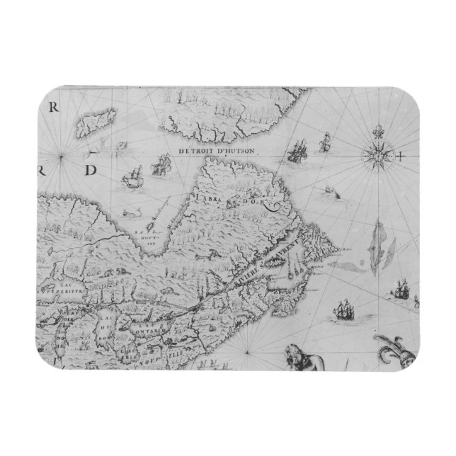 Imán Mapa de Nueva Francia o Canadá (Horizontal)