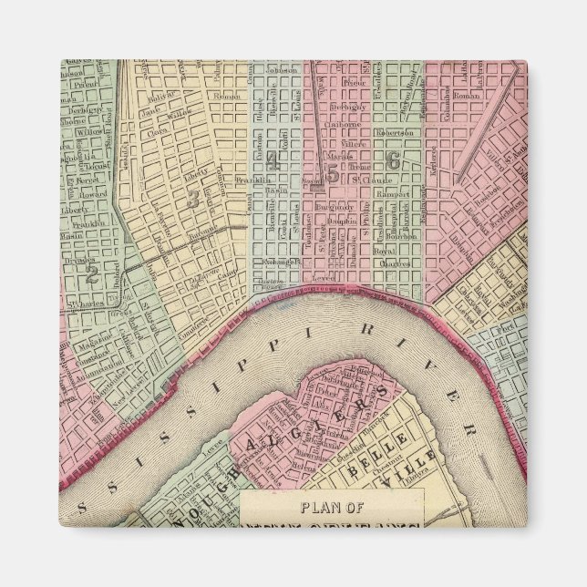 Imán Mapa de Nueva Orleans por Mitchell (Frente)