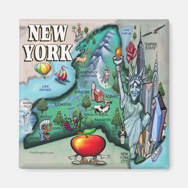 Imán Mapa de Nueva York (Frente)