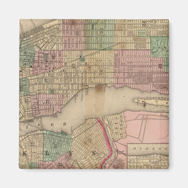 Imán Mapa de Nueva York, Brooklyn de Mitchell (Frente)