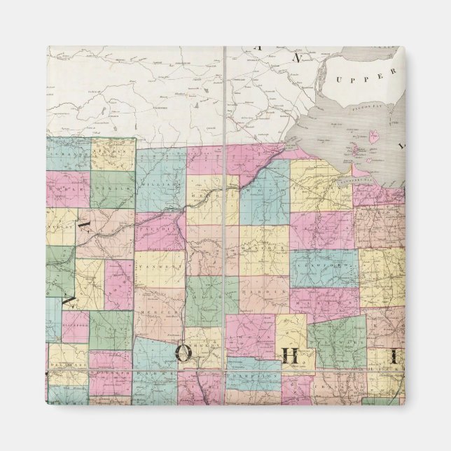 Imán Mapa de Ohio e Indiana (Frente)