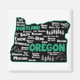 Imán Mapa de Oregón, Portland, Salem, Eugene,