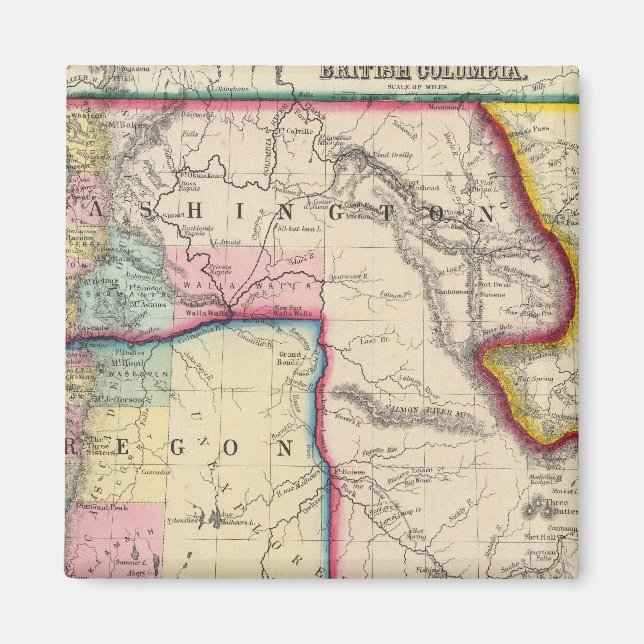 Imán Mapa De Oregón, Washington (Frente)