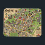 Imán Mapa de Oxford, Inglaterra (ferrocarril británico)<br><div class="desc">"Oxford. British Reilways. J.P. Sayer". Mapa de posters pictóricos de la ciudad de Oxford, de 1949 por J.P. Sayer. El mapa fue publicado por British Railways para promover los viajes por ferrocarril. Presenta importantes monumentos, junto con figuras en disfraces de época, que ilustran la historia histórica de Oxford. Todas las...</div>