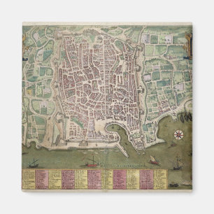 Imán Mapa de Palermo, de "Civitates Orbis Terrarum"