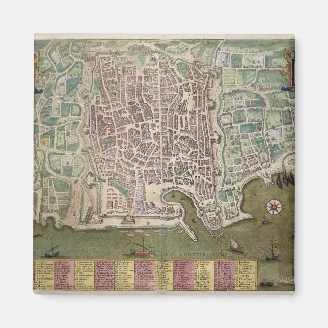 Imán Mapa de Palermo, de 'Civitates Orbis Terrarum' por (Frente)