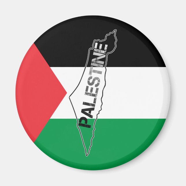 Imán Mapa de Palestina Libre con bandera palestina (Frente)