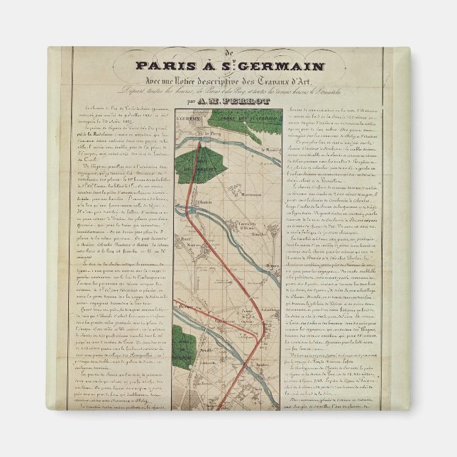 Imán Mapa de París al ferrocarril St. Germain, por (Frente)