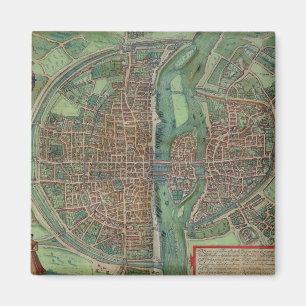 Imán Mapa de París, de "Civitates Orbis Terrarum" por G