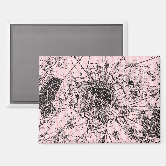 Imán Mapa de París Rosa (Anverso/Reverso)
