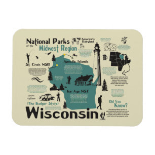 Imán Mapa de Parques Nacionales de Wisconsin