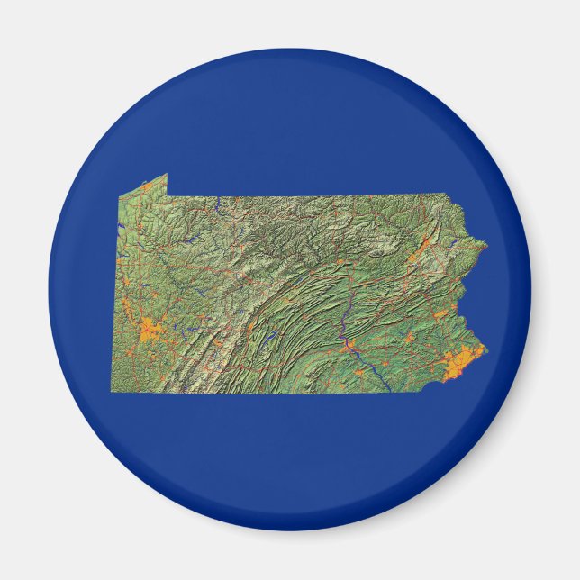 Imán Mapa de Pennsylvania (Frente)
