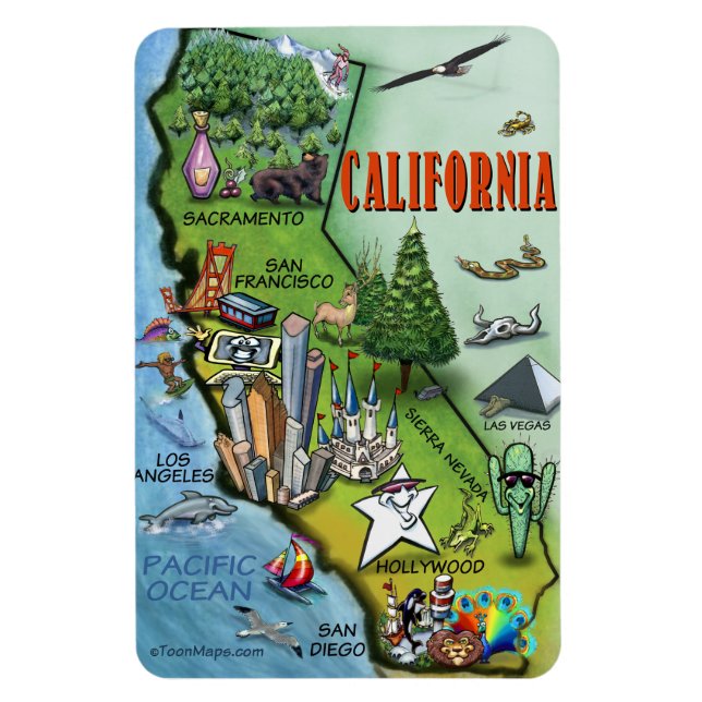 Imán Mapa de Personalizados de California (Vertical)