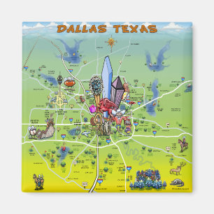 Imán Mapa de Personalizados de Dallas Texas