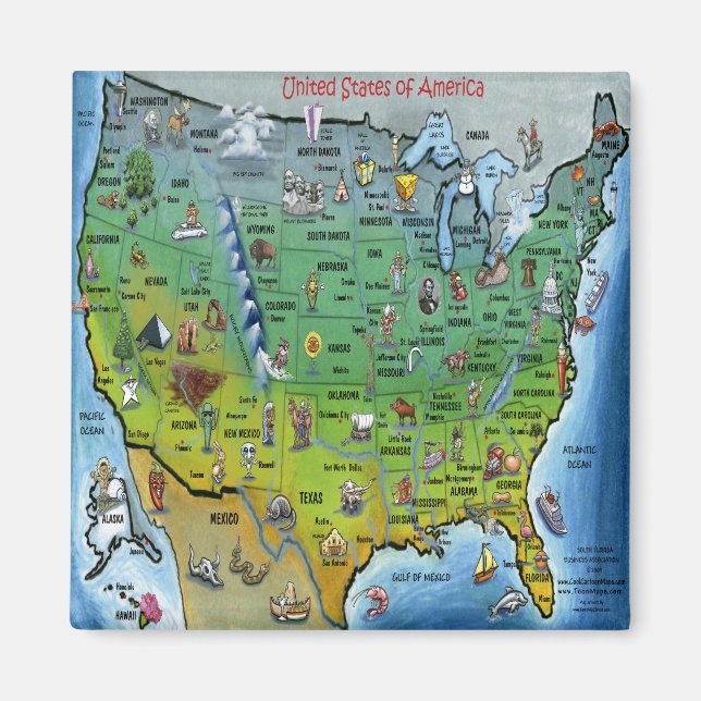 Imán Mapa de Personalizados de EE.UU. (Frente)