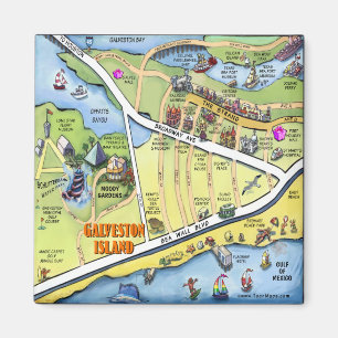 Imán Mapa de Personalizados de Galveston Texas