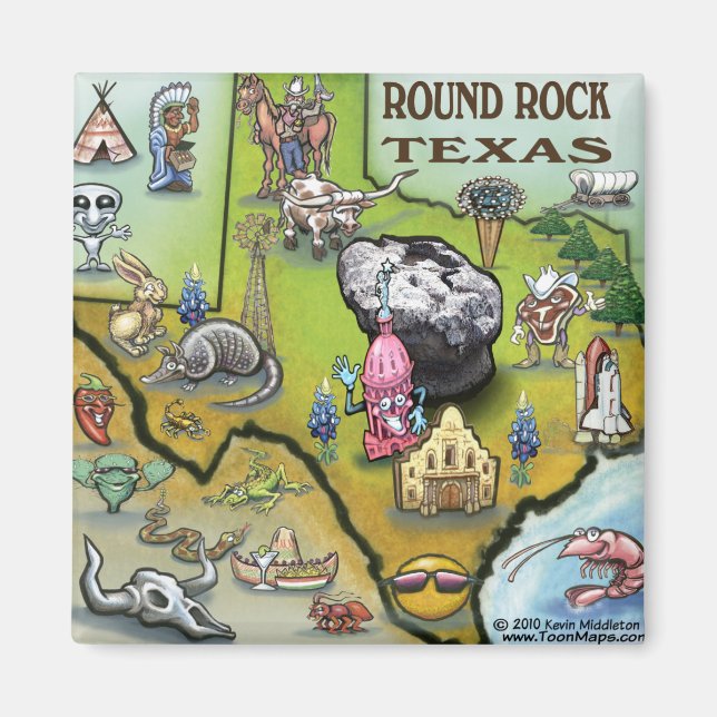Imán Mapa de Personalizados de Round Rock Texas (Frente)