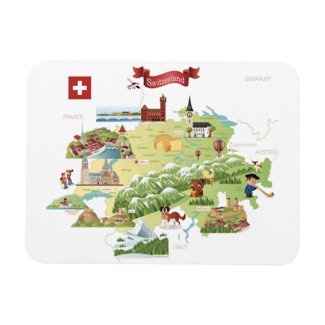 Imán Mapa de Personalizados de Suiza (Horizontal)