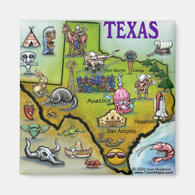 Imán Mapa de Personalizados de TEXAS (Frente)