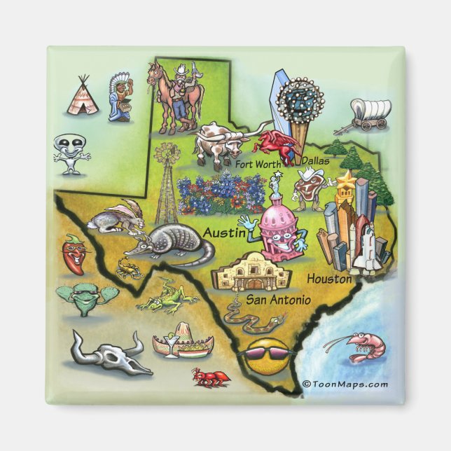 Imán Mapa de Personalizados de Texas (Frente)