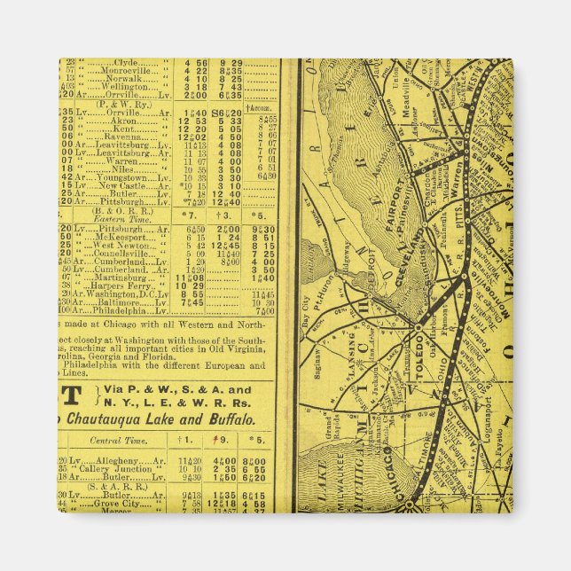 Imán Mapa de Pittsburgh y Ferrocarril Occidental (Frente)