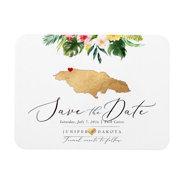 Imán Mapa de PixDezines Faux Gold Jamaica (Horizontal)