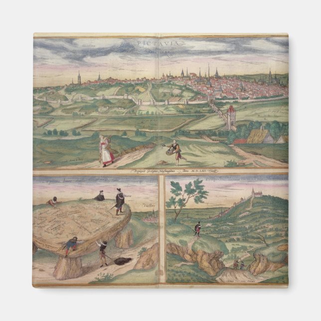 Imán Mapa de Poitiers, de 'Civitates Orbis Terrarum' b (Frente)