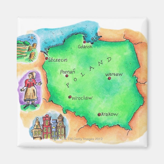 Imán Mapa de Polonia (Frente)