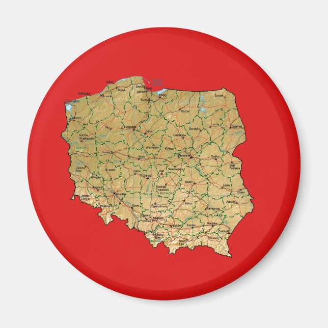 Imán Mapa de Polonia (Frente)