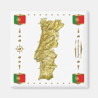 Imán Mapa de Portugal + Mapa de bandera