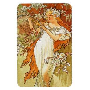 Imán Mapa de primavera de Art Nouveau Alphonse Mucha