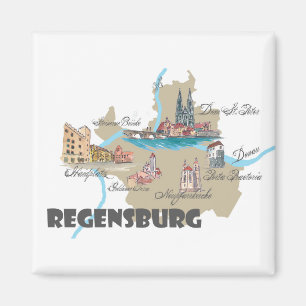 Imán Mapa de Regensburg Alemania