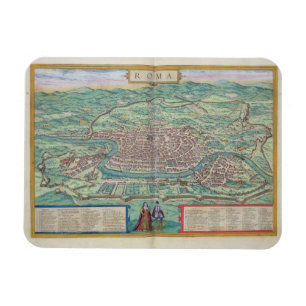 Imán Mapa de Roma, de "Civitates Orbis Terrarum" por GE