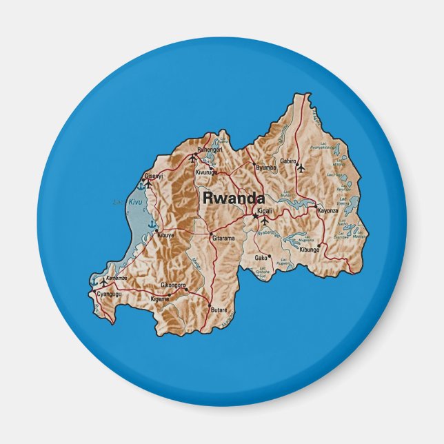 Imán Mapa de Ruanda (Frente)