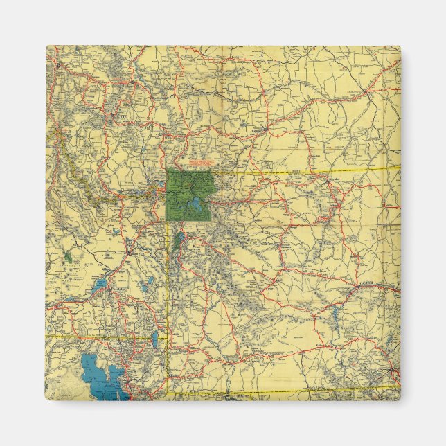 Imán Mapa de ruta de Idaho, Mont, Wyo (Frente)