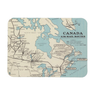 Imán Mapa de rutas de correo aéreo Canadá-Canadá
