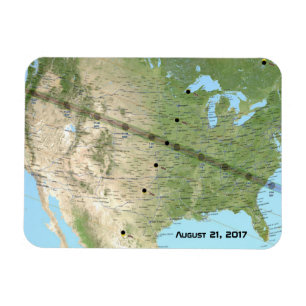 Imán Mapa de rutas de eclipse solar total 2017