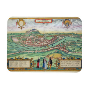 Imán Mapa de Salzburg, de "Civitates Orbis Terrarum" b