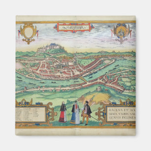 Imán Mapa de Salzburg, de "Civitates Orbis Terrarum" b